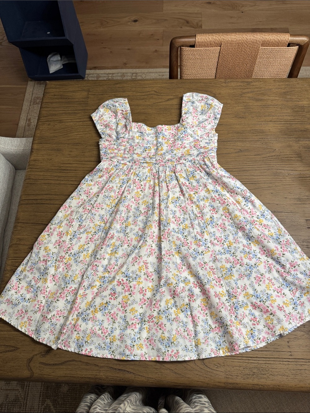Girls' Smocked Franki by Francesca’s Dress with pink, yellow, and blue floral